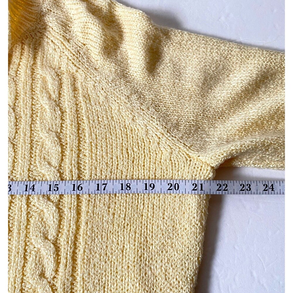Karen Scott Cable Knit Sweater Women Size M Yellow Heavy Knit Collared NWOT Read - Picture 9 of 11